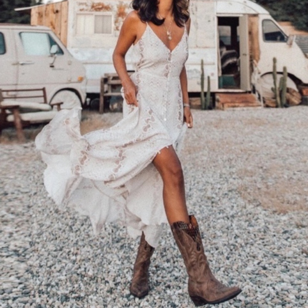 Boho Snake Skin Print button up Cami Maxi Dress - Picture 6 of 8